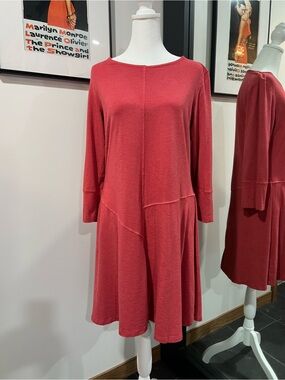 Blue Canoe Organic Cotton Puzzle Women's Coral Long-Sleeve Swing Dress